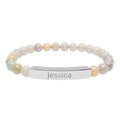 Natural Stone Stretch Bar Bracelet (Engraving)