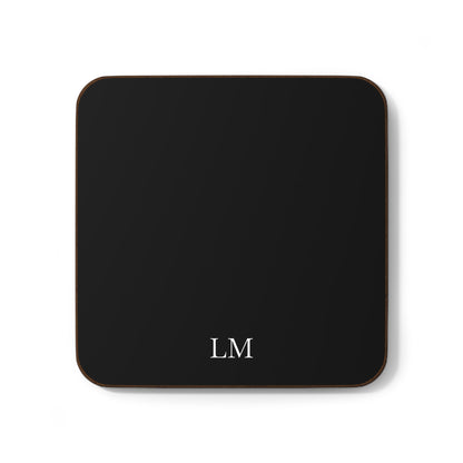 Personalized square hardboard coaster for men with a custom printed design