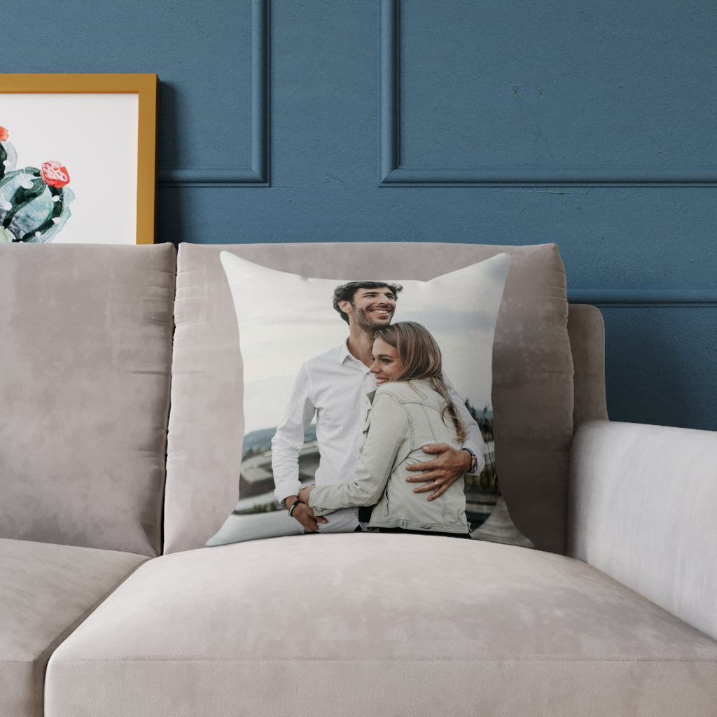 Close-up of full-color photo print on canvas pillow