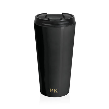 Personalized stainless steel travel mug for men, 15oz with white base and custom design