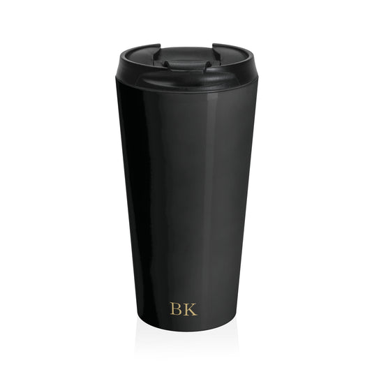 Personalized stainless steel travel mug for men, 15oz with white base and custom design