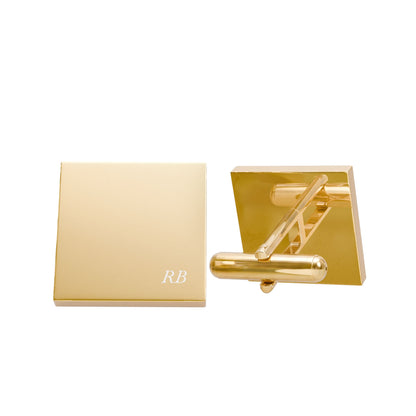 Personalized engraved cufflinks for men in gold plated finish