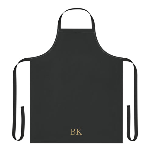 Personalized BBQ apron for men in black with custom print and tie-back closure