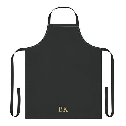Personalized BBQ apron for men in black with custom print and tie-back closure