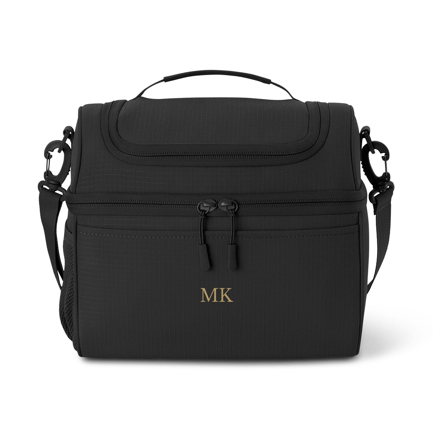 Personalized insulated cooler bag for men in black with custom embroidery