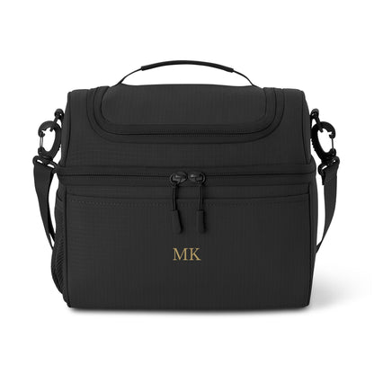 Personalized insulated cooler bag for men in black with custom embroidery