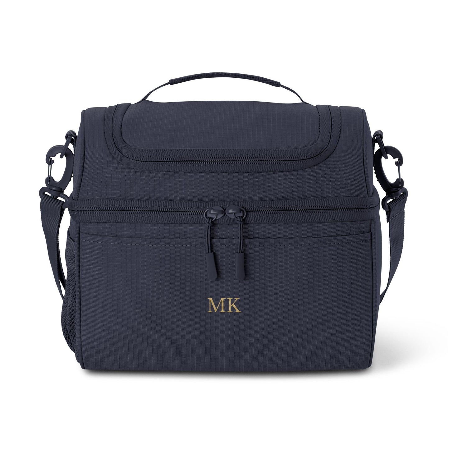 Personalized insulated cooler bag for men in river blue navy with custom embroidery