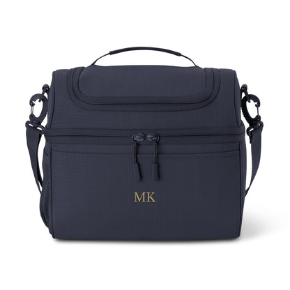 Personalized insulated cooler bag for men in river blue navy with custom embroidery