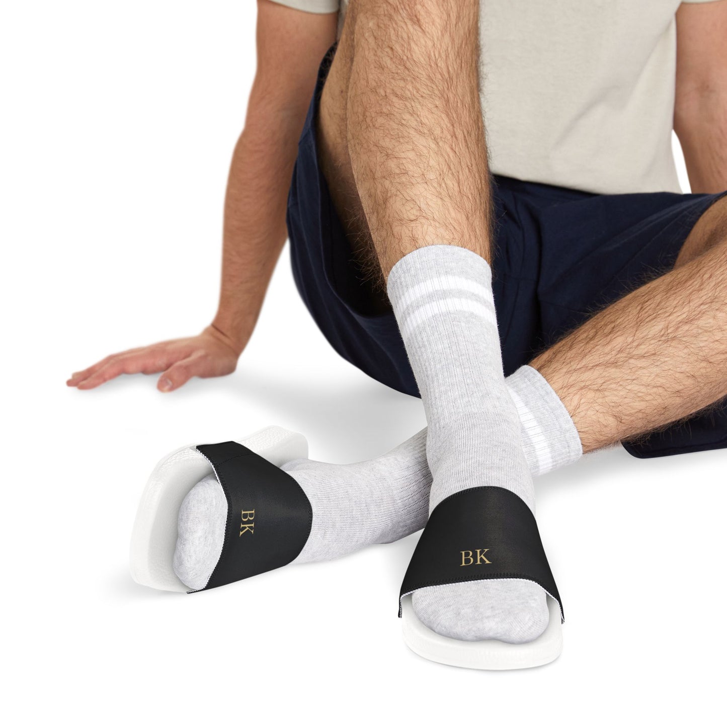 Personalized sandals for men in white with removable custom straps
