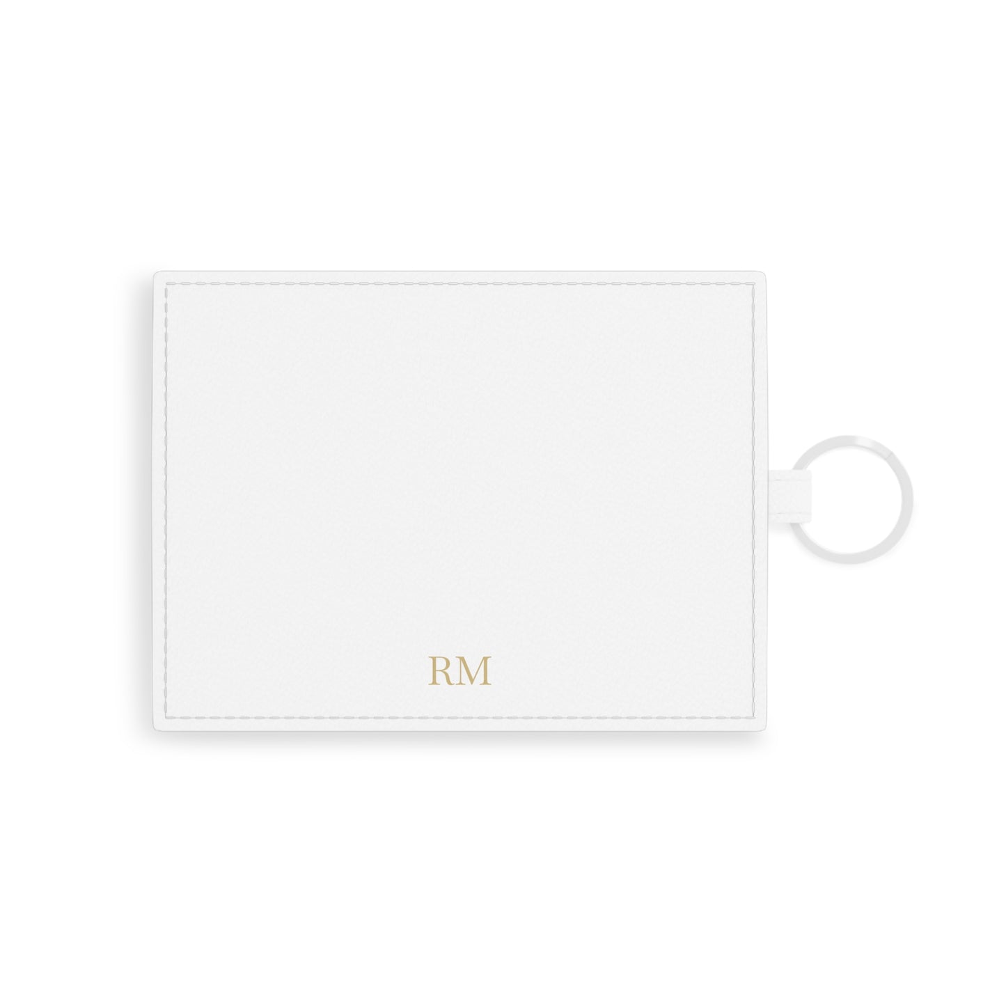 Personalized Saffiano leather card holder for men in white with custom print
