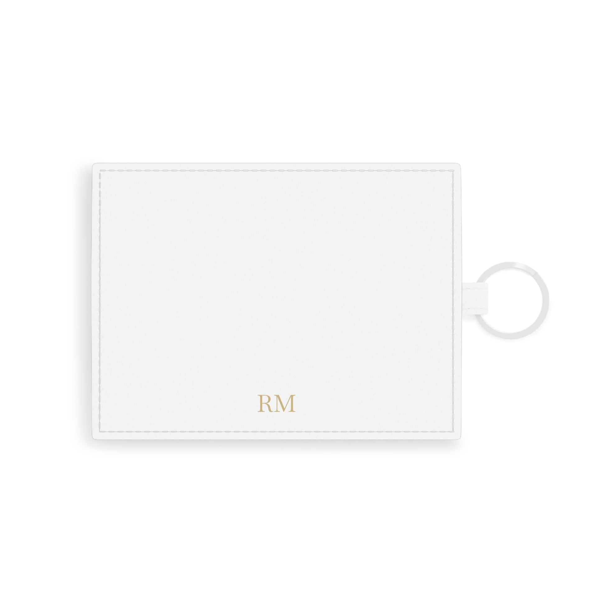 Personalized Saffiano leather card holder for men in white with custom print