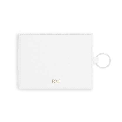 Personalized Saffiano leather card holder for men in white with custom print
