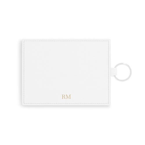 Personalized Saffiano leather card holder for men in white with custom print