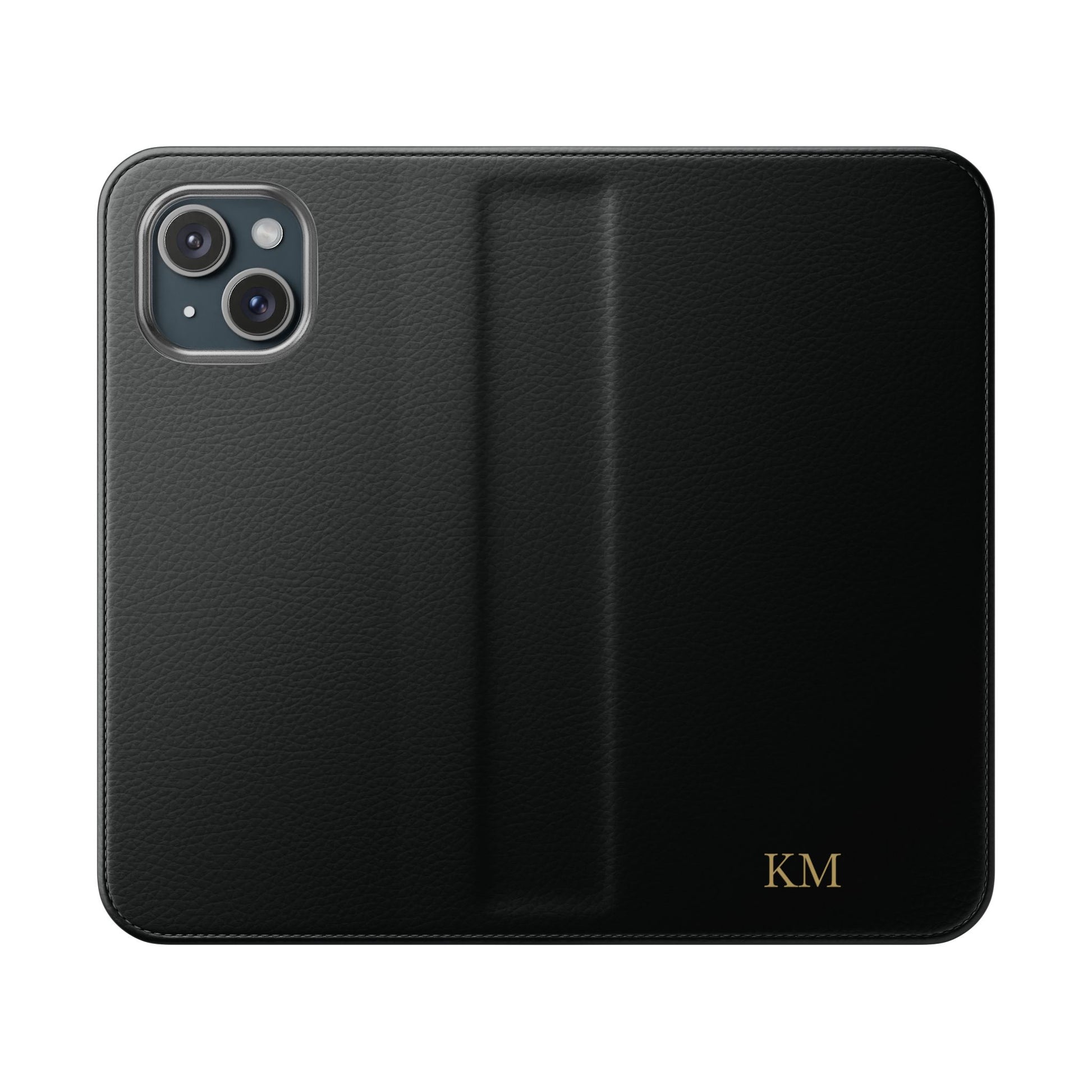 Personalized leather flip phone case for men, iPhone 15, with card slots