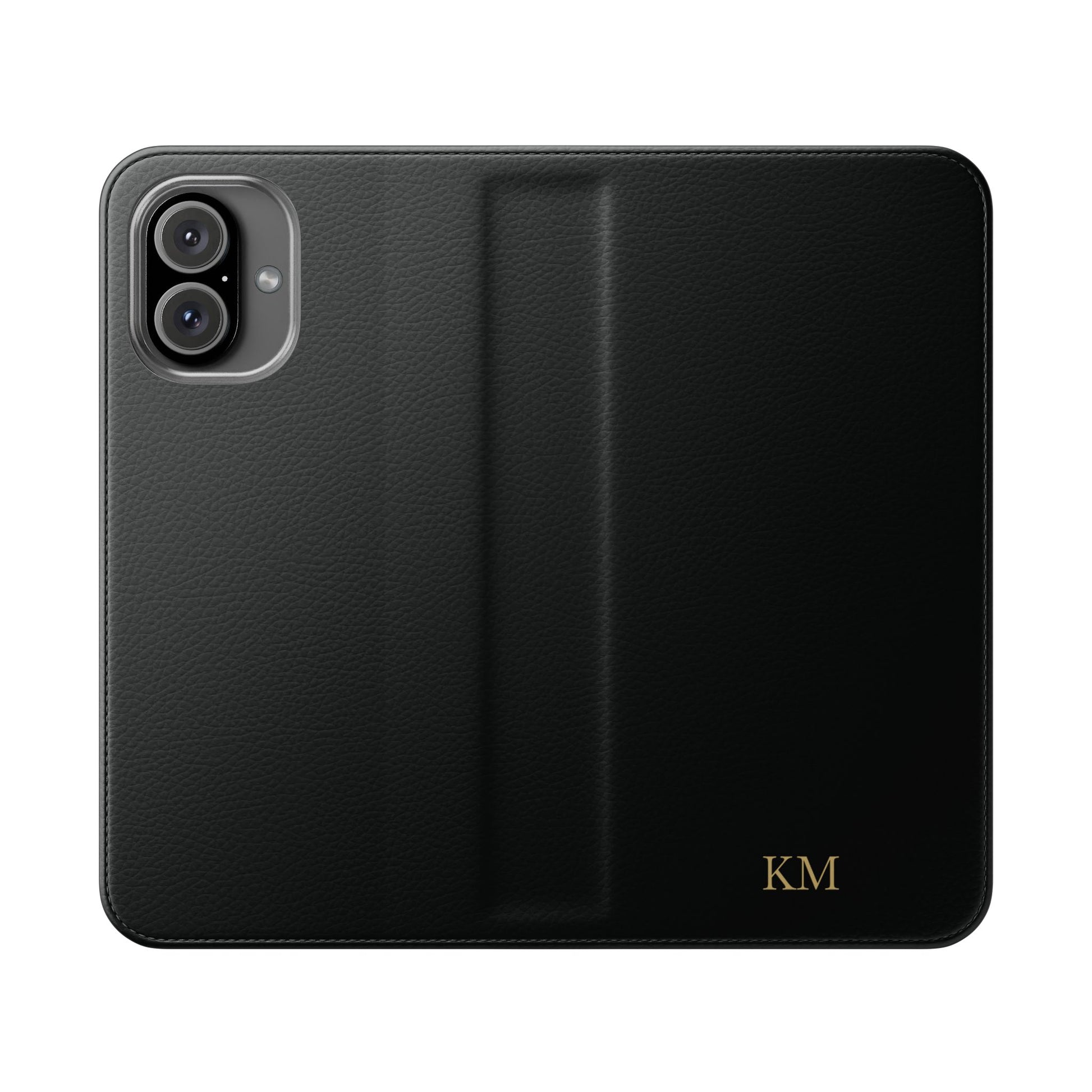 Personalized leather flip phone case for men, iPhone 16 Plus, with card slots