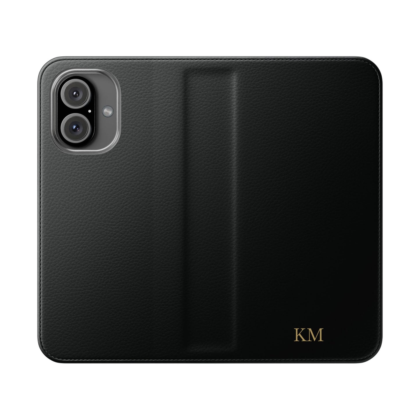 Personalized leather flip phone case for men, iPhone 16, with card slots