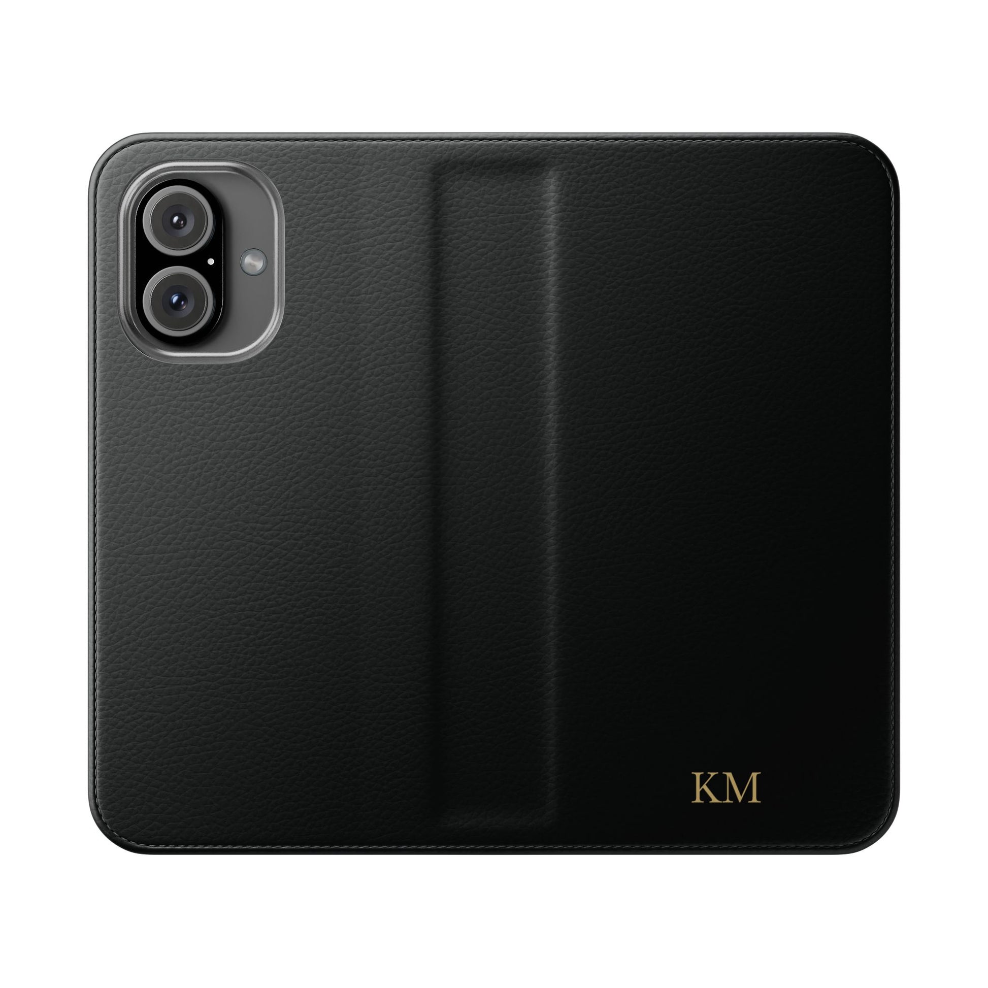 Personalized leather flip phone case for men, iPhone 16, with card slots
