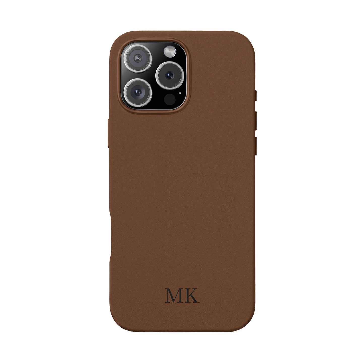 Personalized leather phone case for men, iPhone 16 Pro Max, brown vegan leather