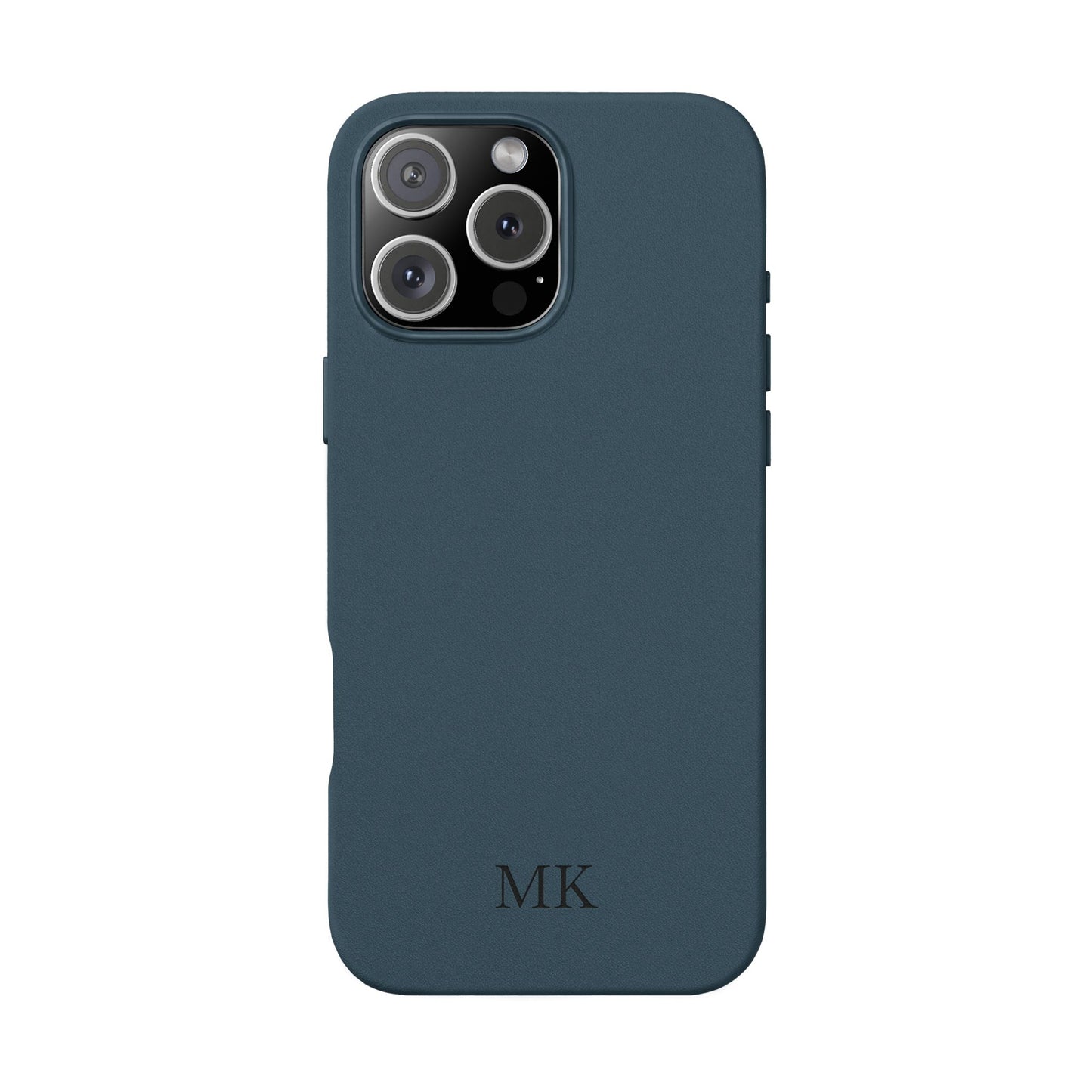 Personalized leather phone case for men, iPhone 16 Pro Max, midnight navy vegan leather