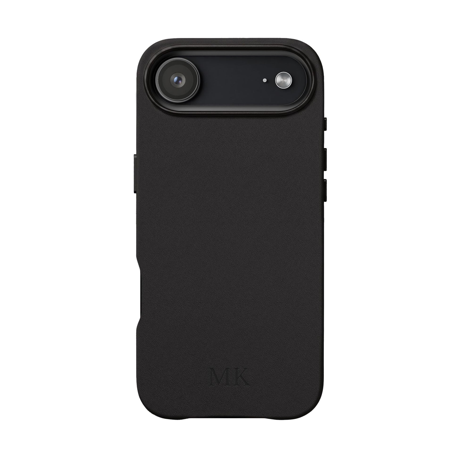 Personalized leather phone case for men, iPhone Air, black vegan leather