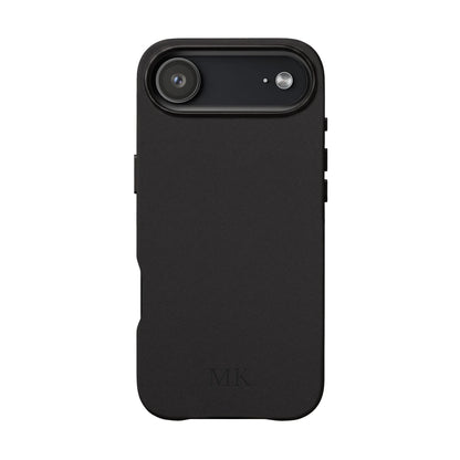 Personalized leather phone case for men, iPhone Air, black vegan leather