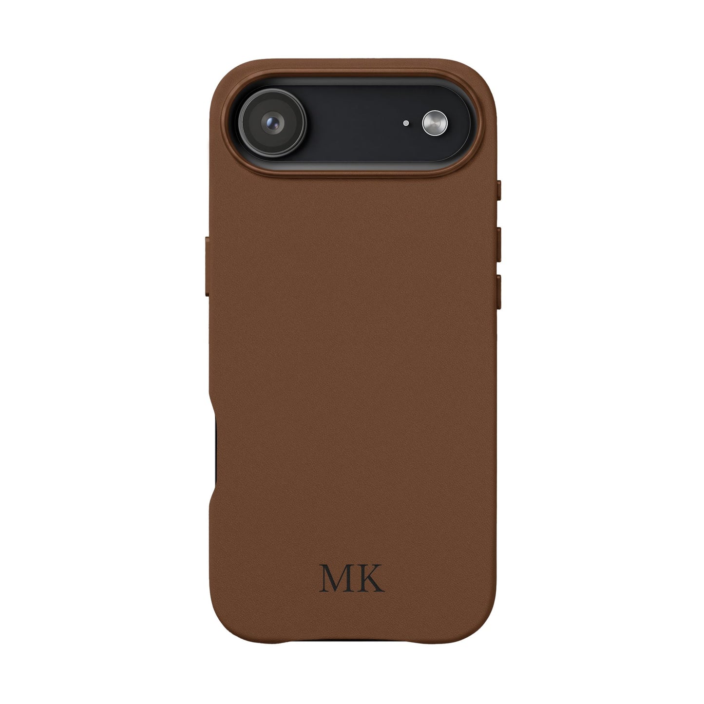 Personalized leather phone case for men, iPhone Air, brown vegan leather