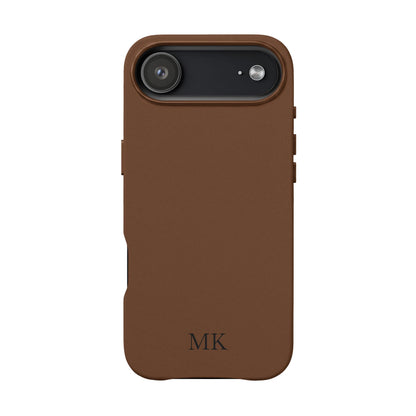 Personalized leather phone case for men, iPhone Air, brown vegan leather