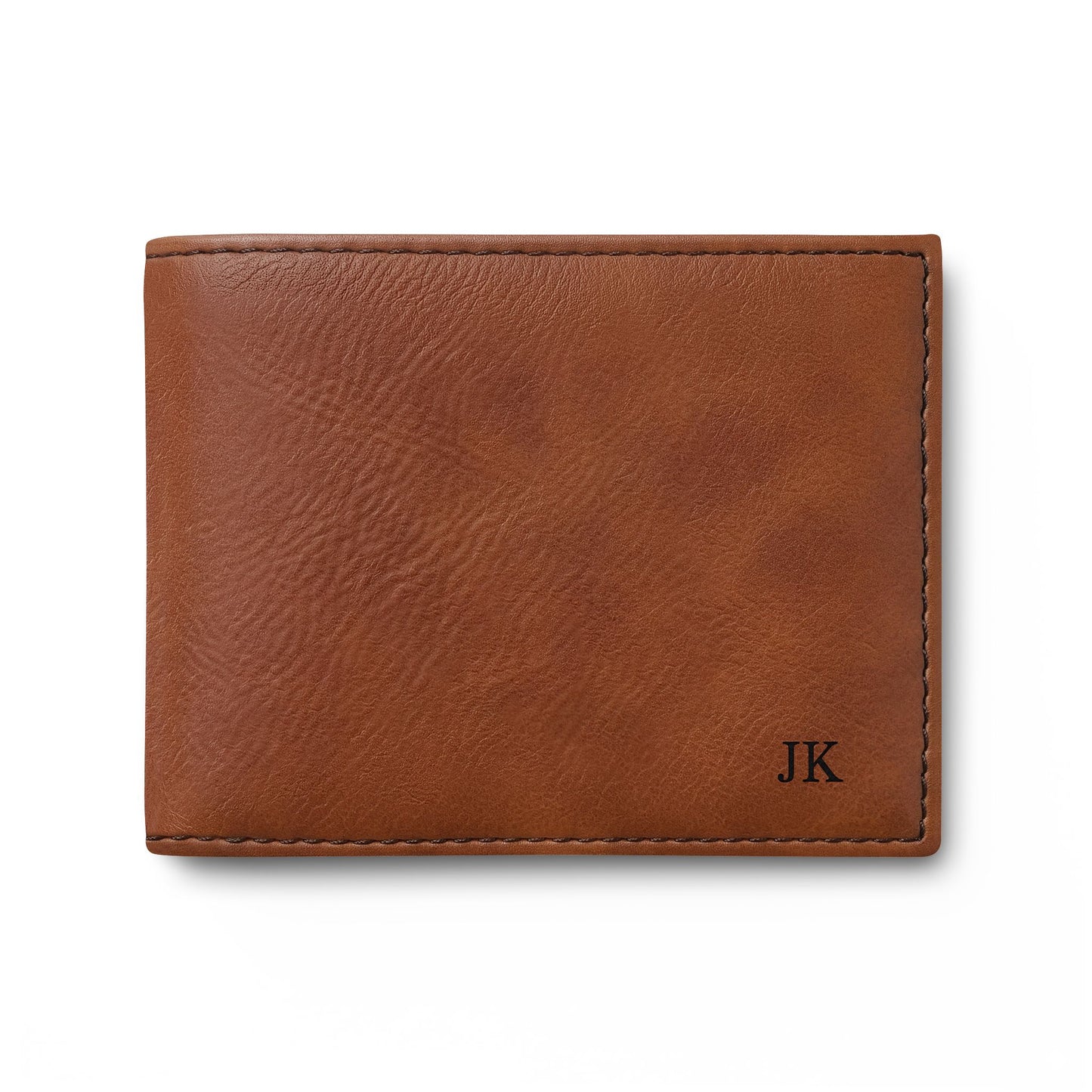 Personalized leather wallet for men in rawhide leather, engraved