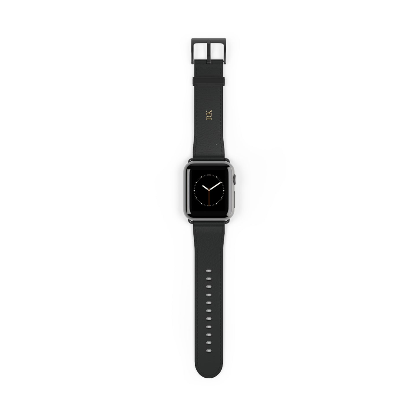 Personalized leather watch band for men, 38-41mm, black matte finish