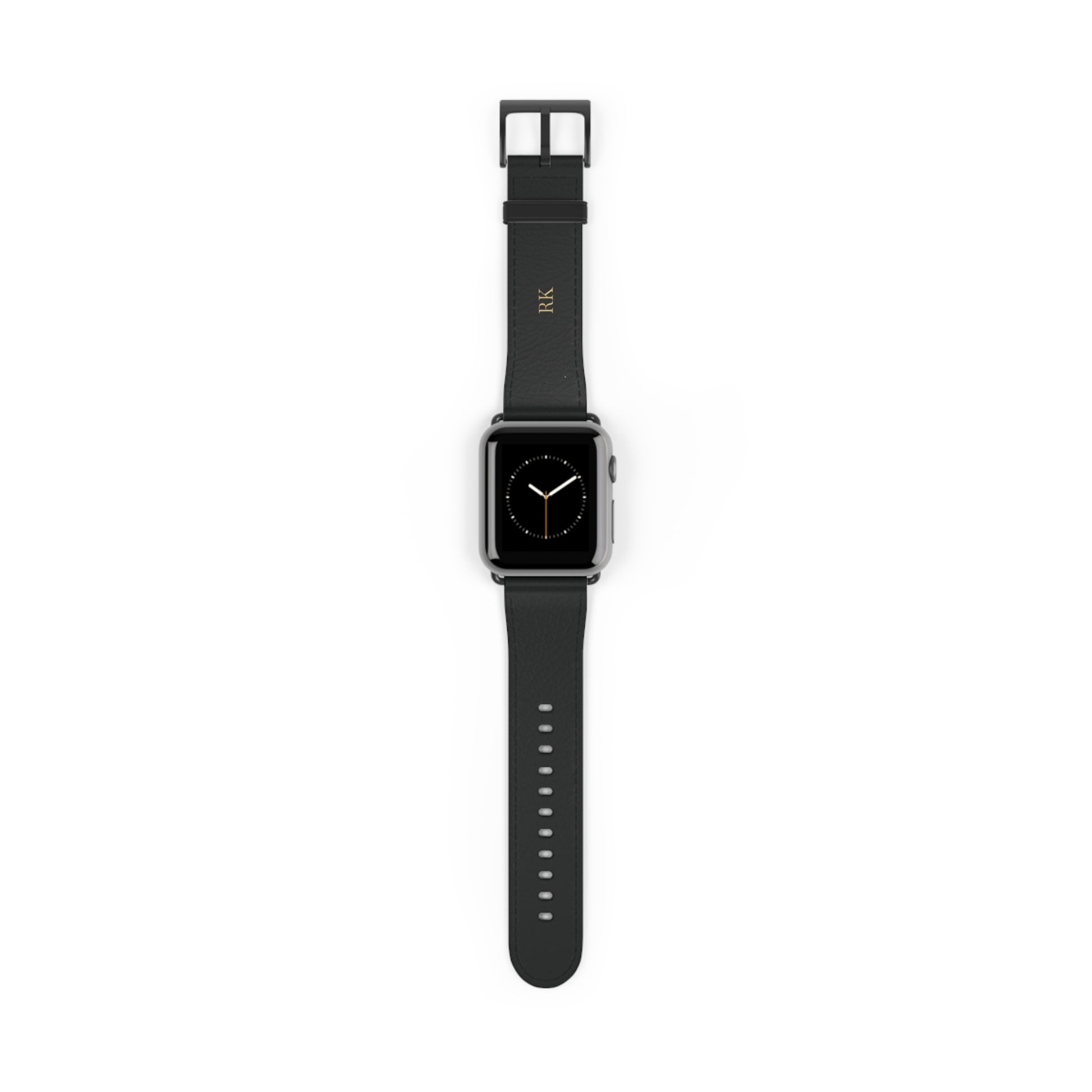 Personalized leather watch band for men, 38-41mm, black matte finish