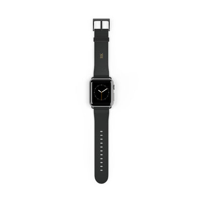 Personalized leather watch band for men, 38-41mm, black matte finish