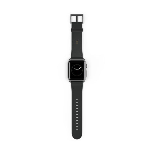 Personalized leather watch band for men, 38-41mm, black matte finish
