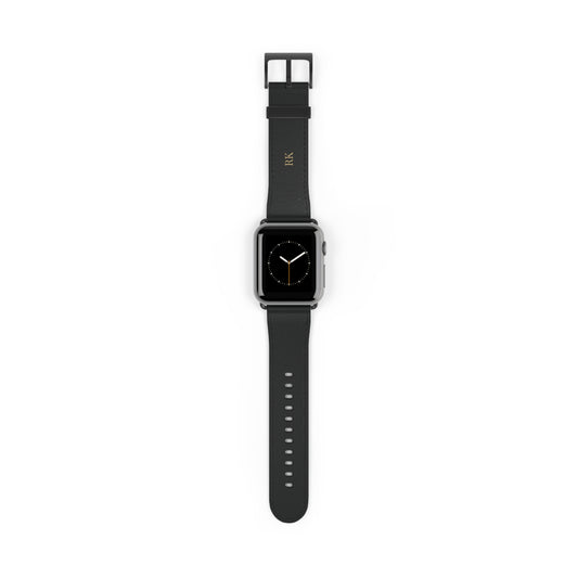 Personalized leather watch band for men, 38-41mm, black matte finish