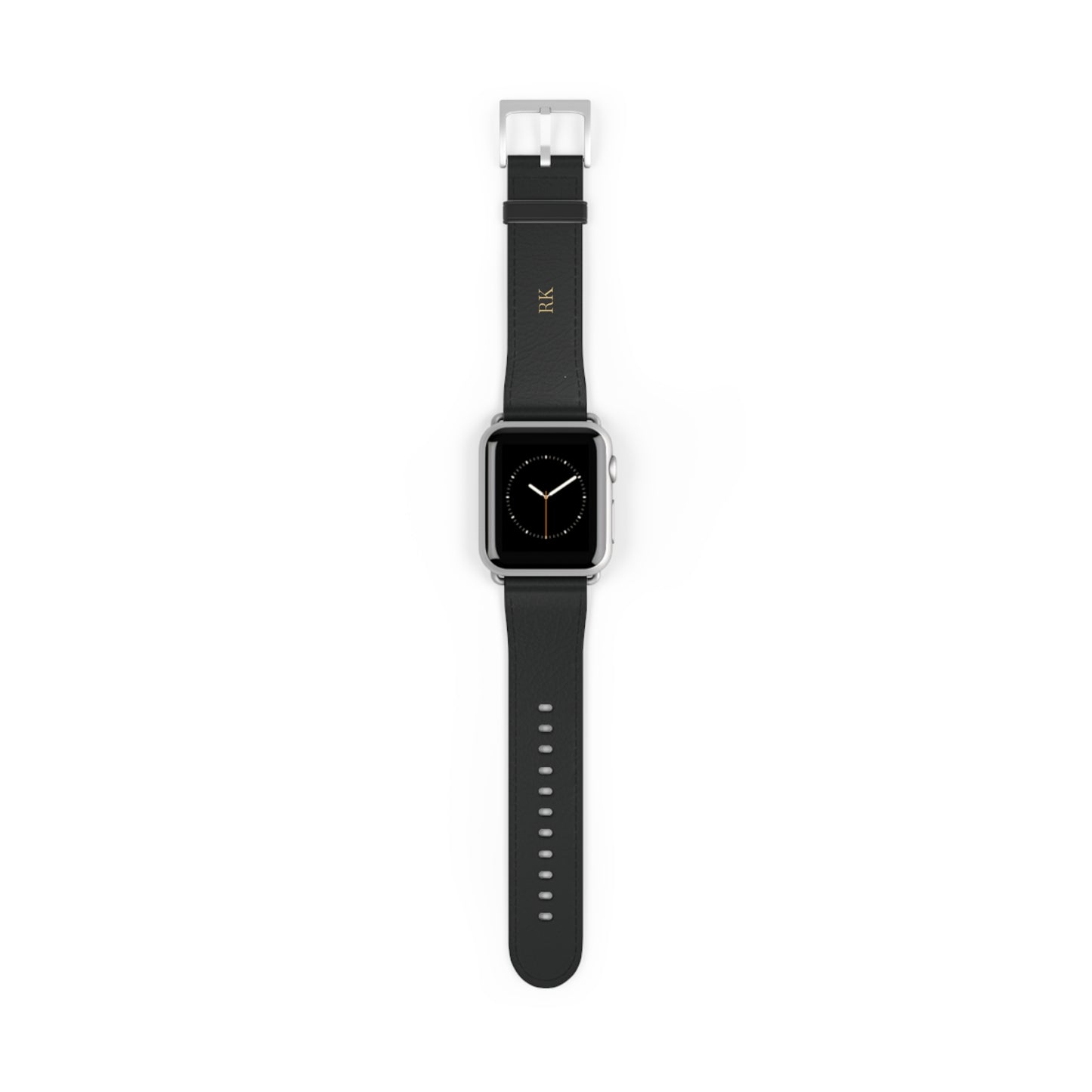 Personalized leather watch band for men, 38-41mm, silver matte finish