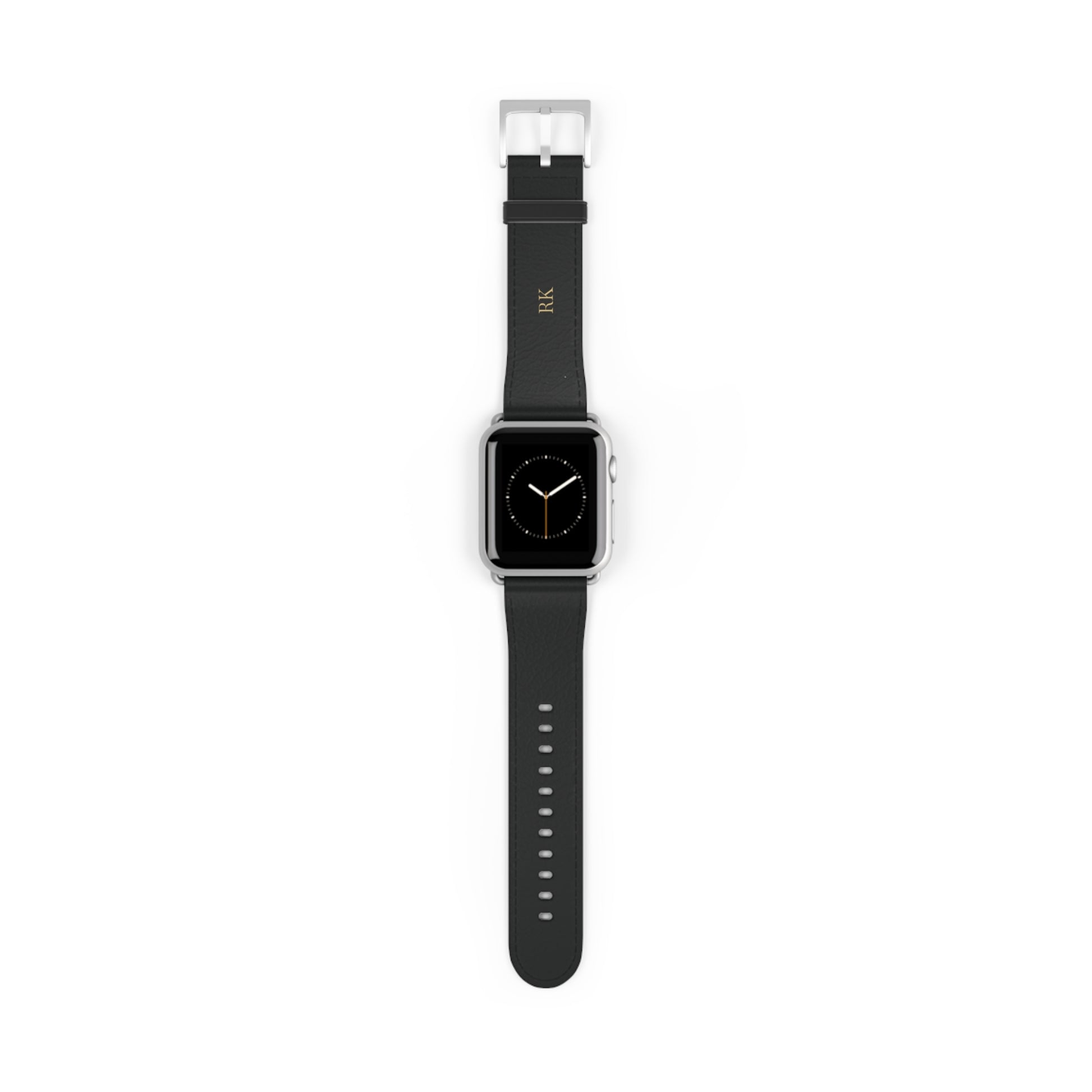 Personalized leather watch band for men, 38-41mm, silver matte finish