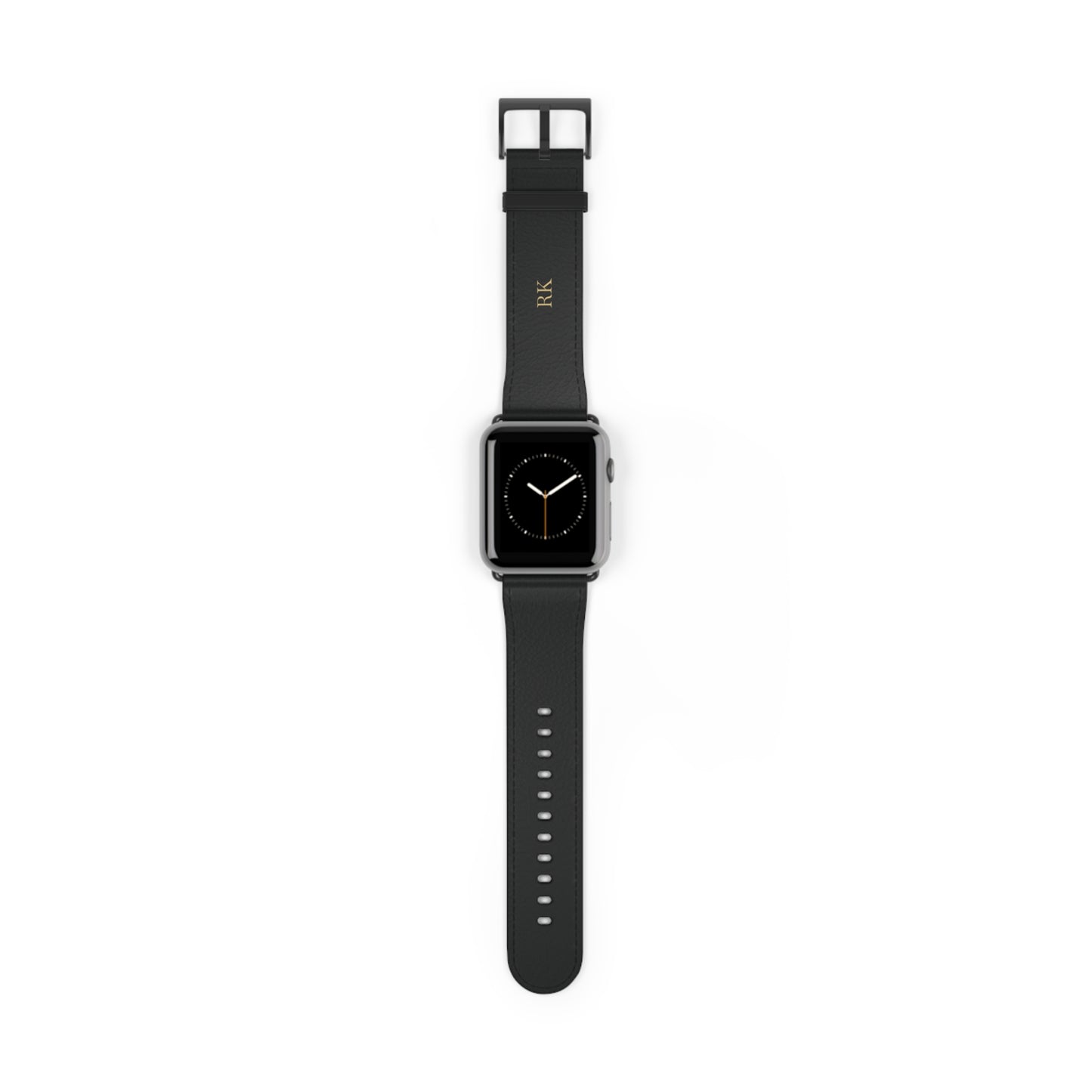 Personalized leather watch band for men, 42-45mm, black matte finish