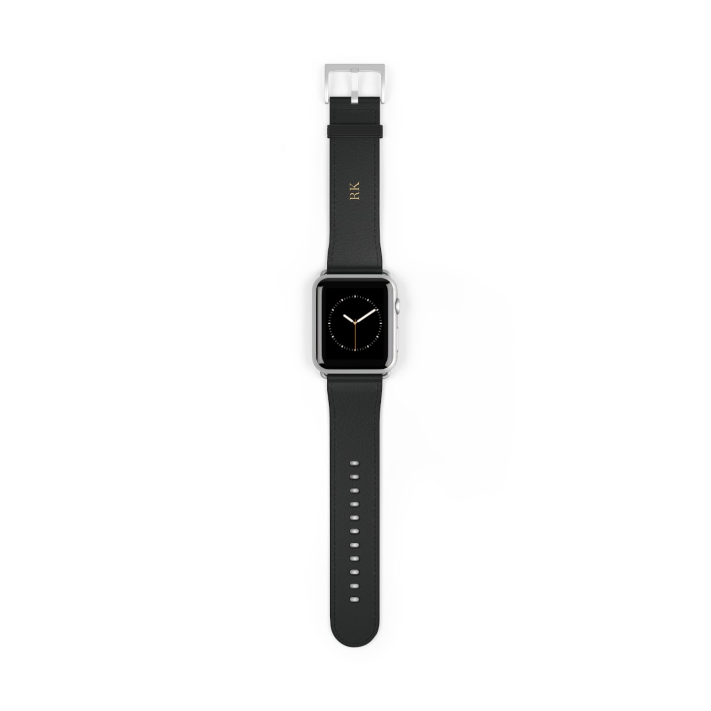 Personalized leather watch band for men, 42-45mm, silver matte finish