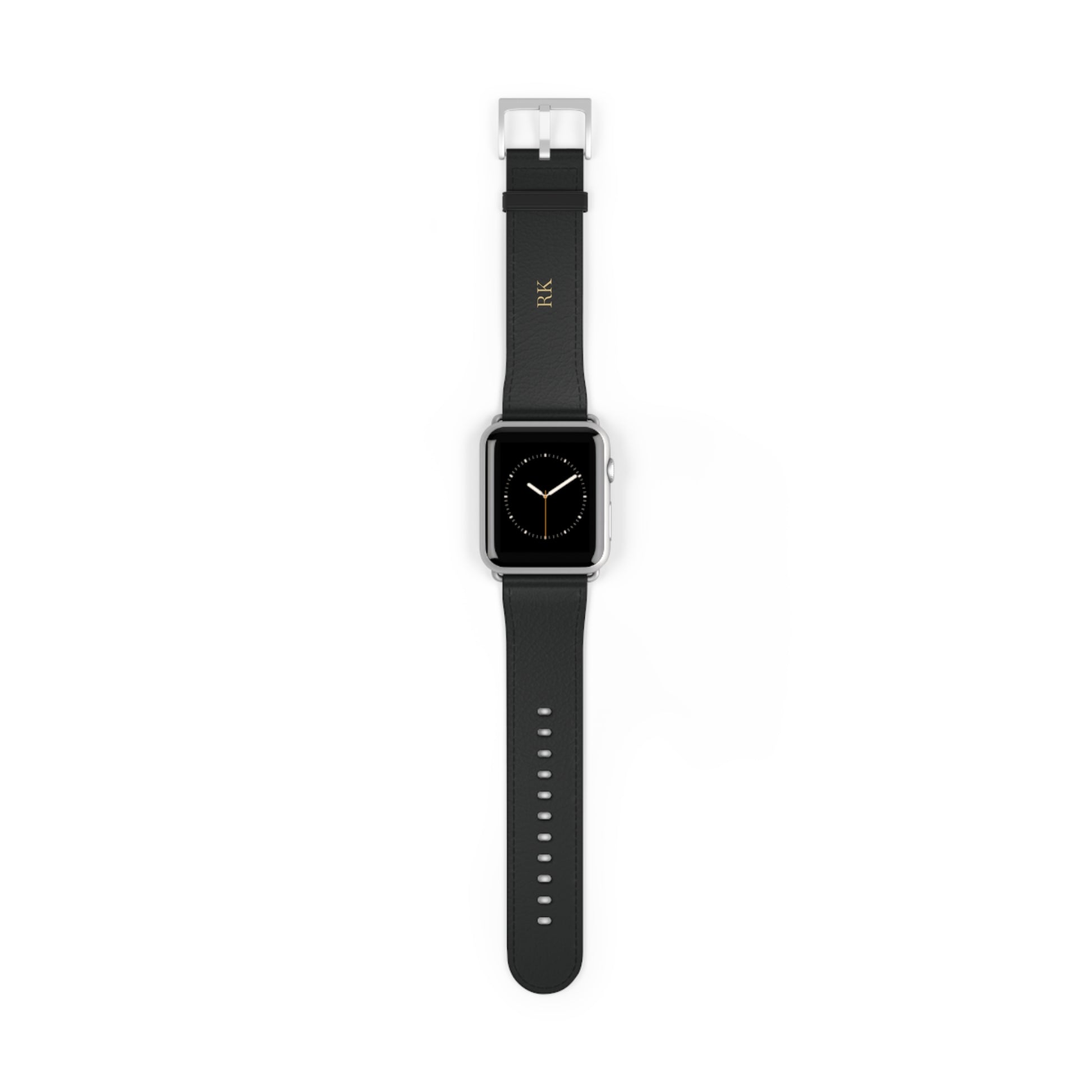 Personalized leather watch band for men, 42-45mm, silver matte finish