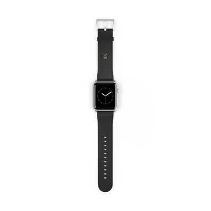 Personalized leather watch band for men, 42-45mm, silver matte finish