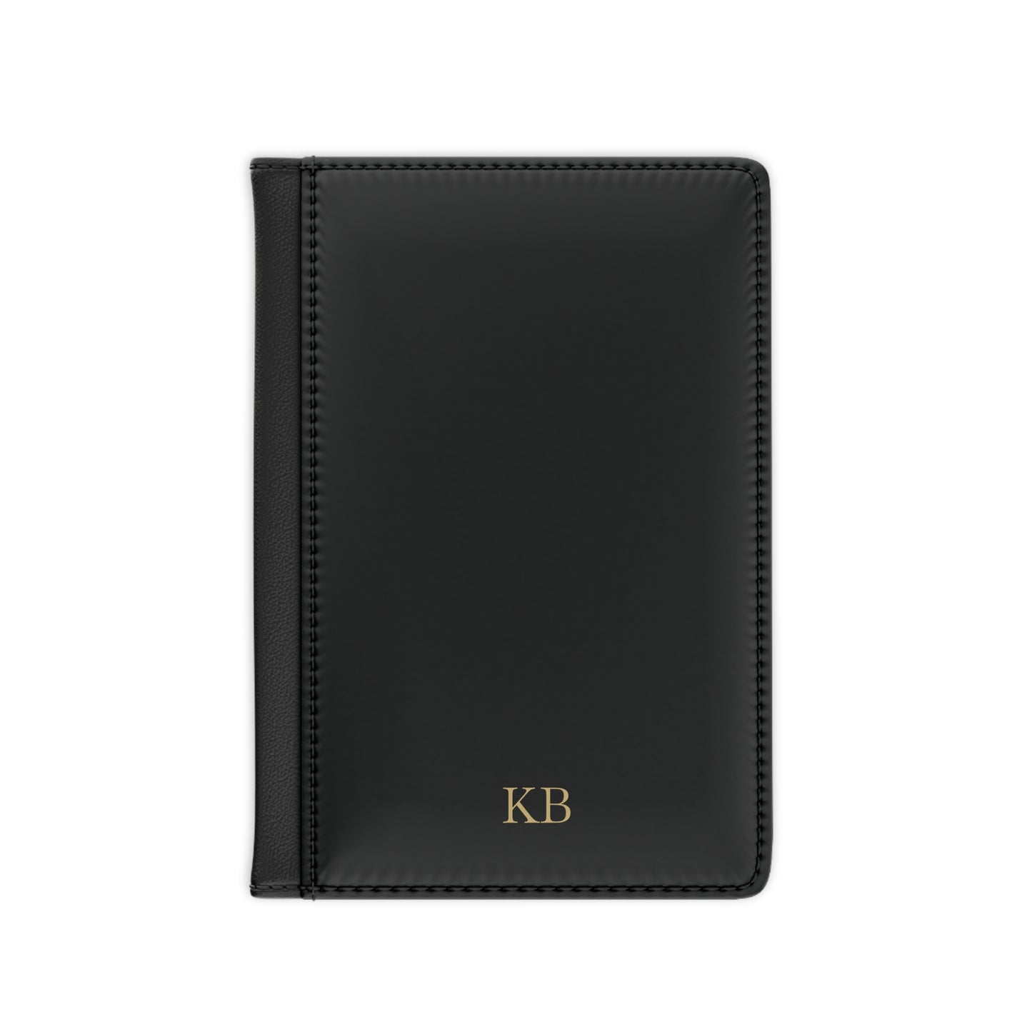 Personalized passport cover for men in black with custom monogram