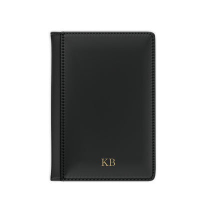 Personalized passport cover for men in black with custom monogram