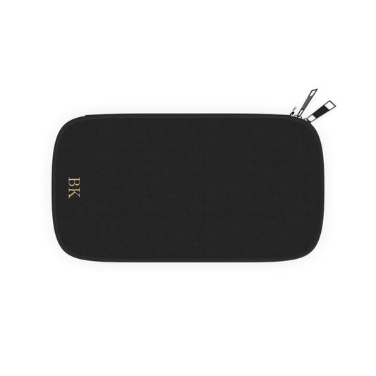 Personalized passport wallet for men with zip closure and multiple card compartments