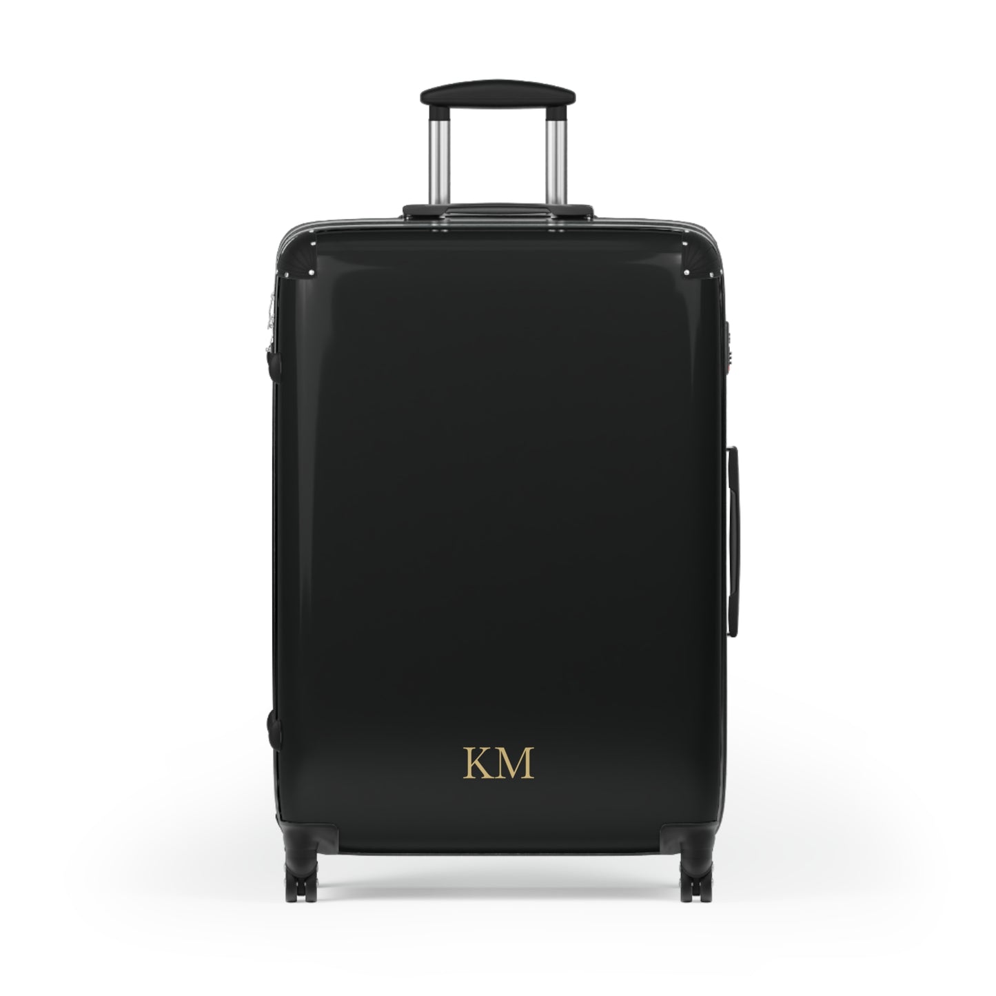 Personalized suitcase for men, large size in black hard shell