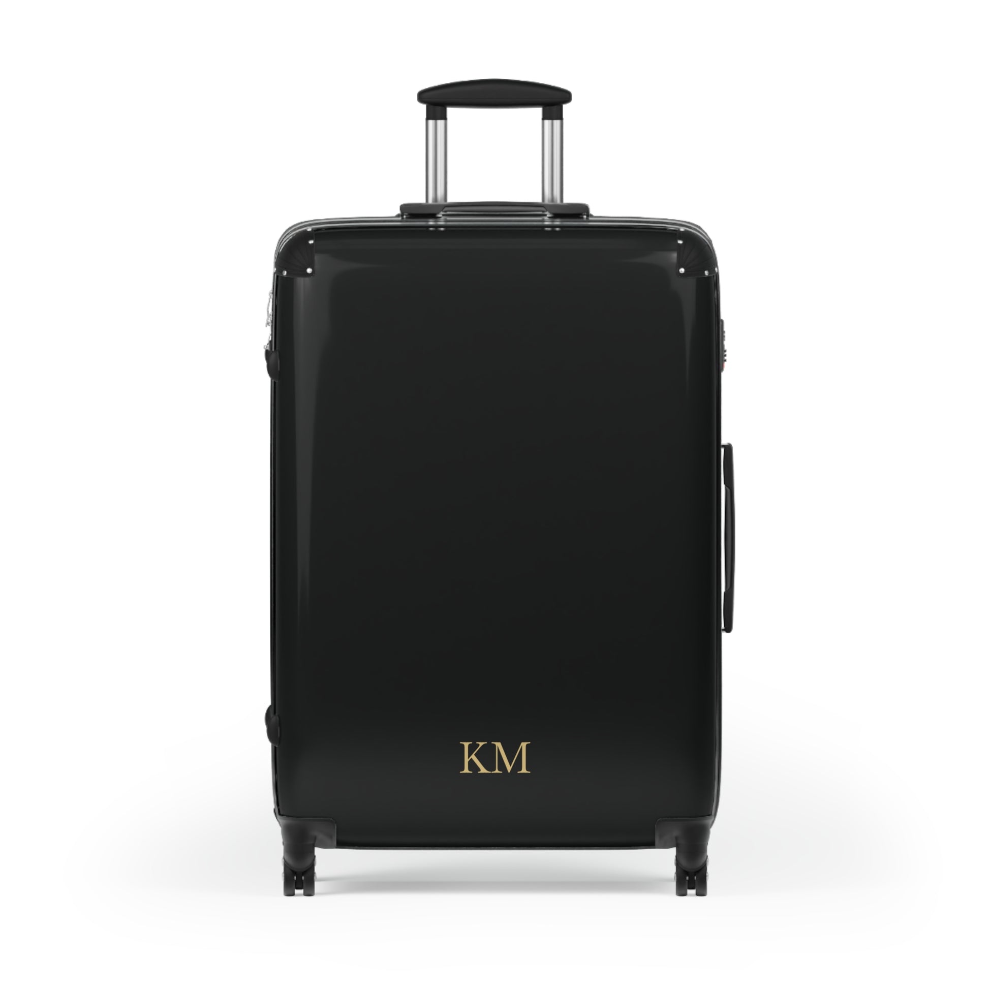 Personalized suitcase for men, large size in black hard shell