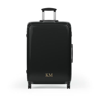 Personalized suitcase for men, large size in black hard shell