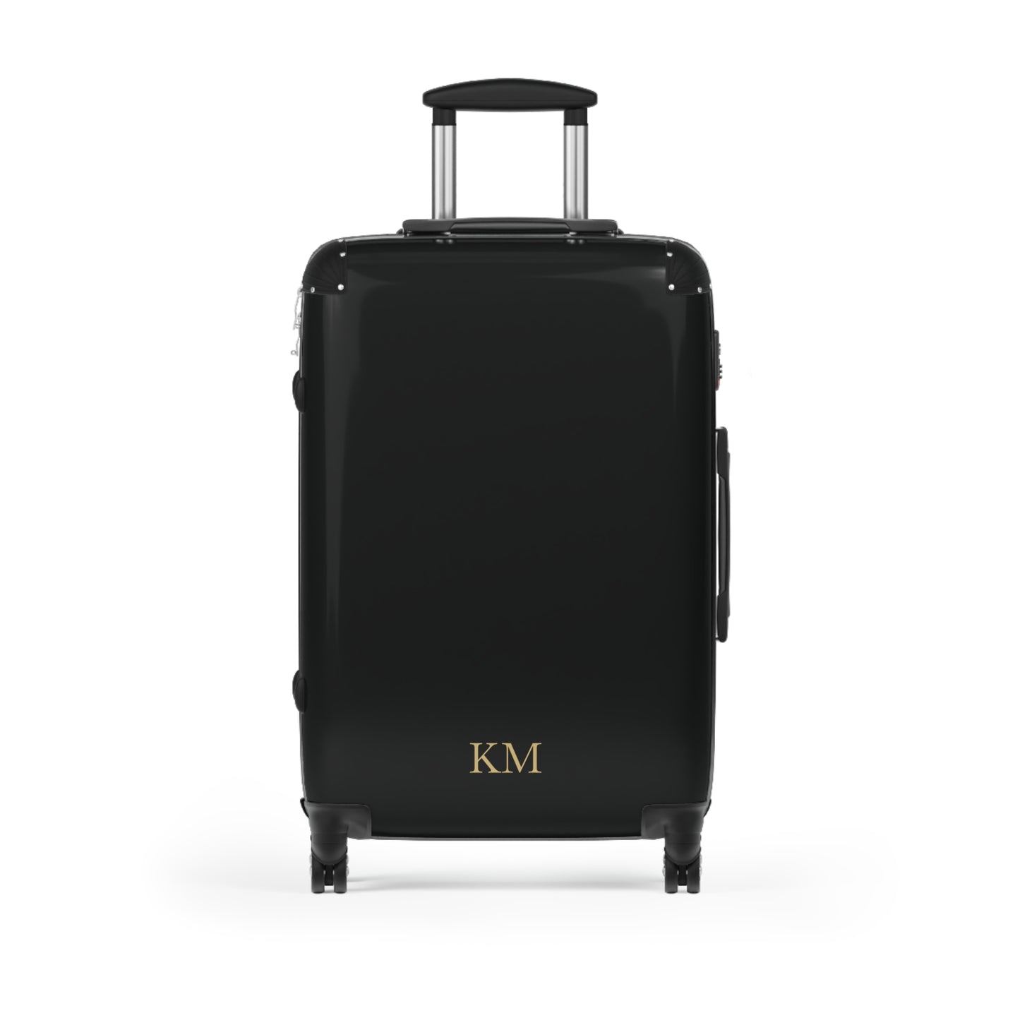Personalized suitcase for men, medium size in black hard shell