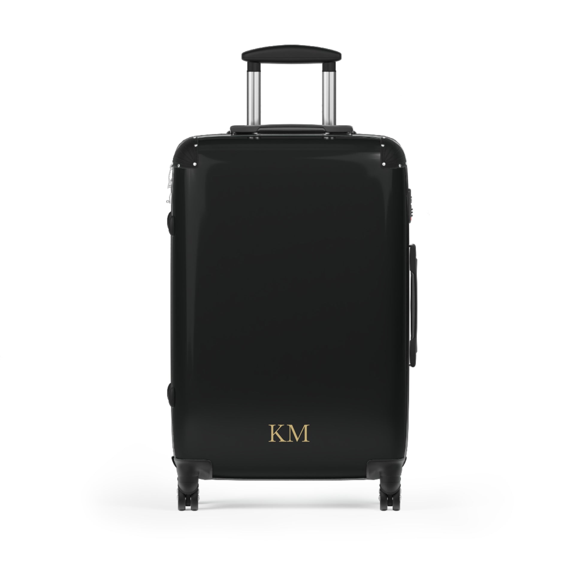 Personalized suitcase for men, medium size in black hard shell