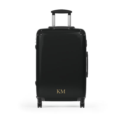 Personalized suitcase for men, medium size in black hard shell