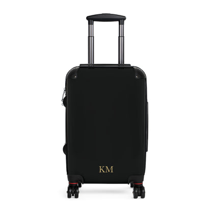 Personalized suitcase for men, small size in black hard shell