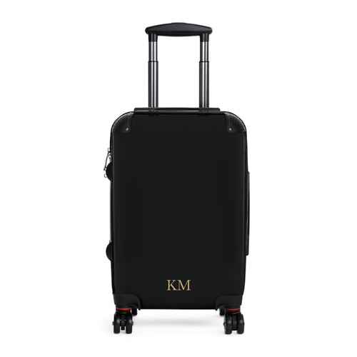 Personalized suitcase for men, small size in black hard shell